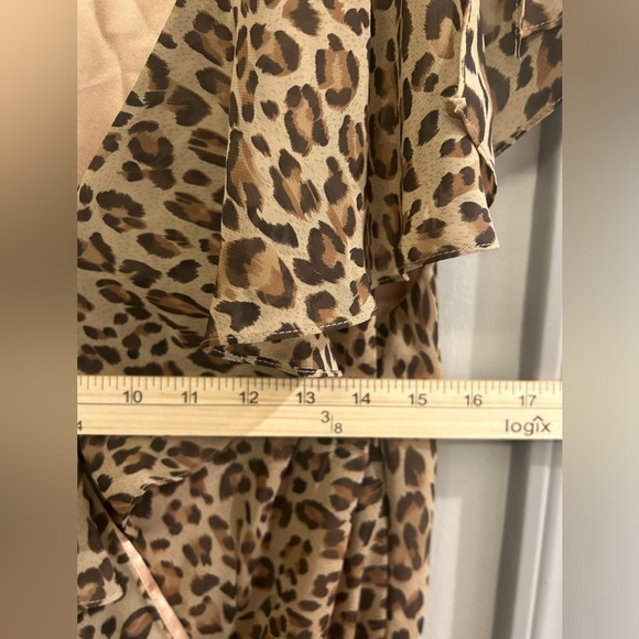 Liz & Co Maxi Dress Women’s 14 Animal Print Cheetah Leopard Ruffle Bow Flowy - Picture 10 of 11